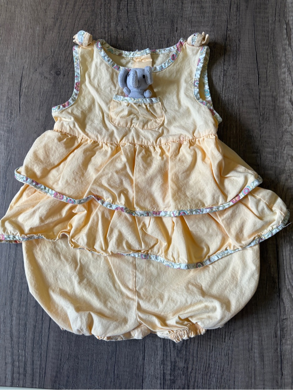 Vintage 2000s Y2K Gymboree Pocket Pal Elephant Baby Outfit Bubble Romper Summer